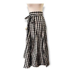 A New Day Womens Black White Gingham Check Maxi Trumpet Skirt Sz 2 NWT Preppy